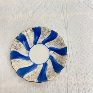 Demitasse Japan Porcelin Footed Saucer royal blue white gold